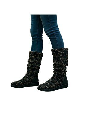 Ugg Australia Cardi Knit Sequins Boots Black Size 6 Cottagecore Outdoor Cozy